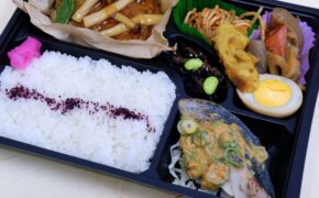 写真：和風きのこ煮込みハンバーグと骨なしアジねぎ味噌焼き弁当